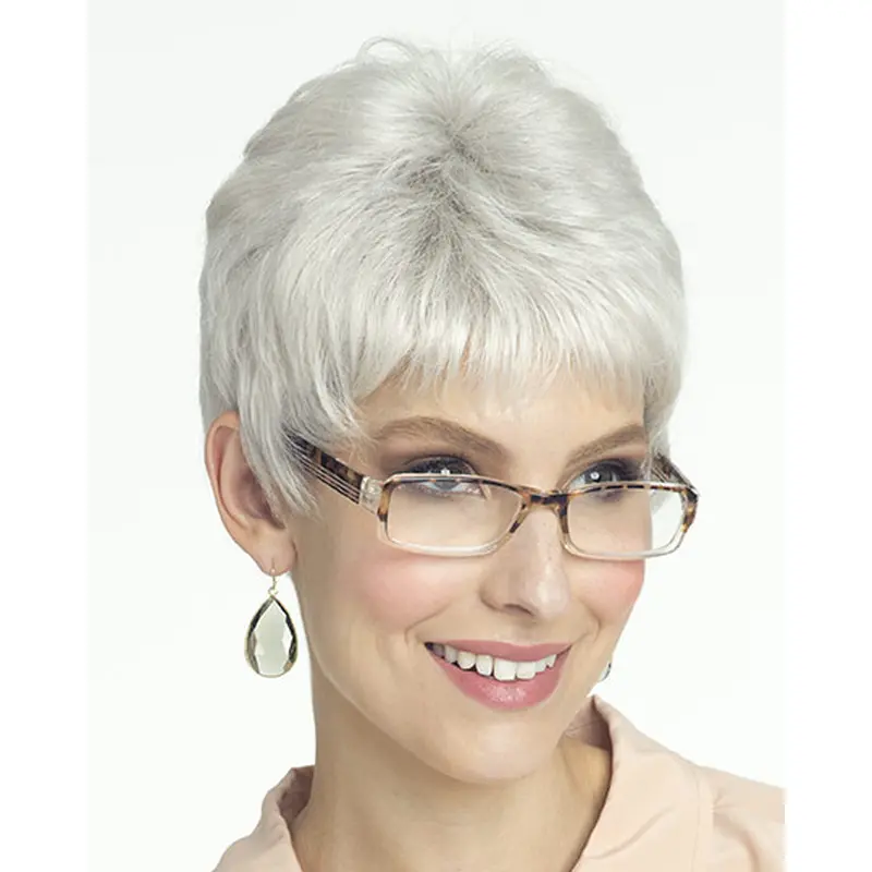 Cosy Lace Front Short Synthetic Grey Wigs