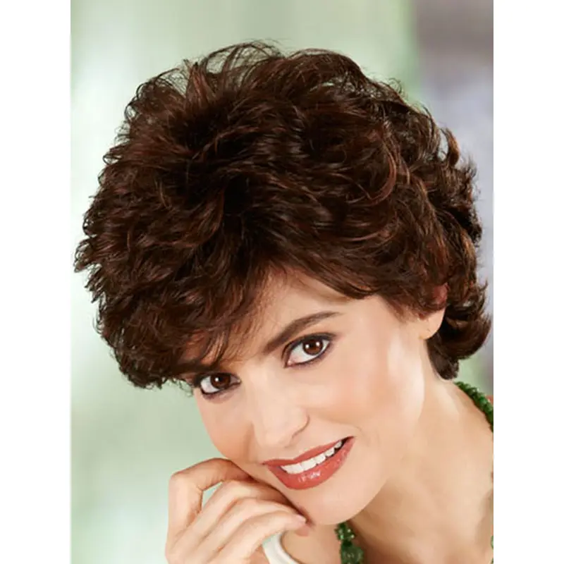 Preferential Auburn Curly Short Classic Wigs