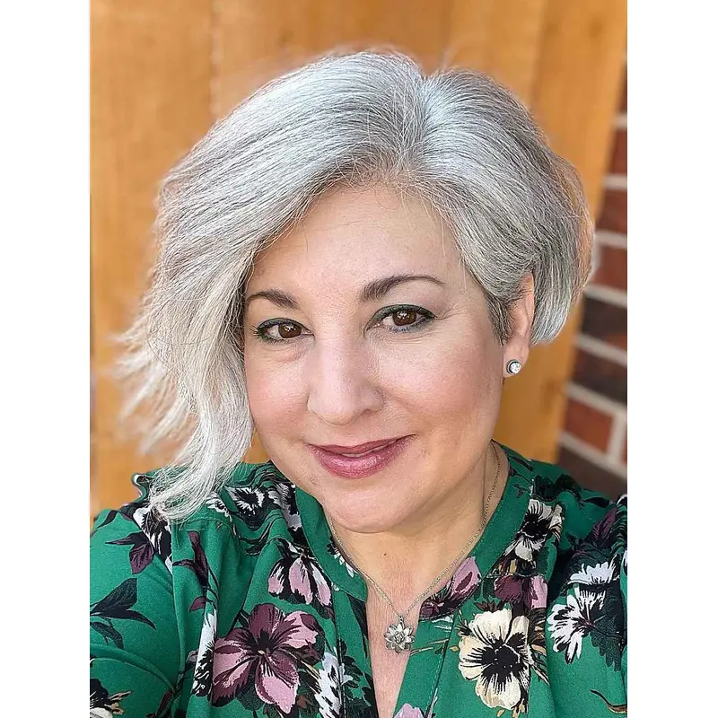 Short Grey Hair Wigs Straight Bobs Lace Front Remy Human Hair 8" Wigs