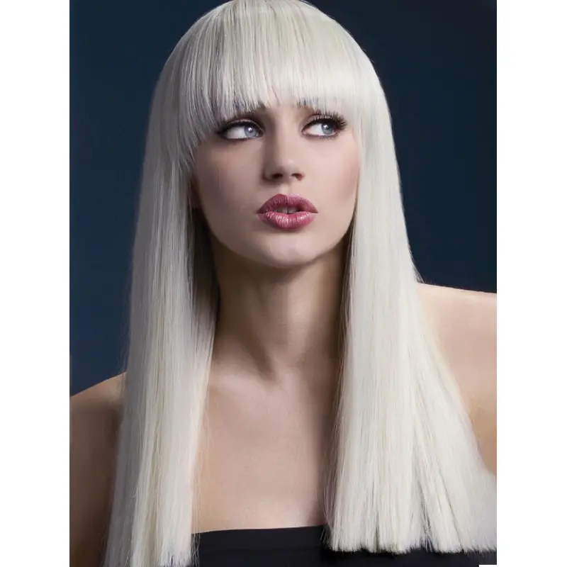 Straight Capless White Synthetic Women Long Wigs
