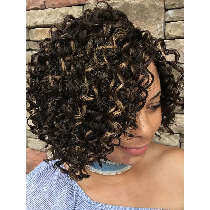 Ombre Wigs African American 10" Curly Remy Human Hair Wigs