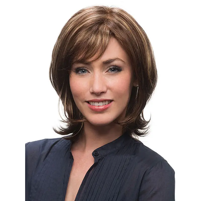 Perfect Brown Straight Chin Length Human Hair Wigs