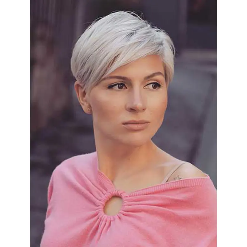 Short Grey Wigs Straight Synthetic Wigs Style Lace Front Wigs