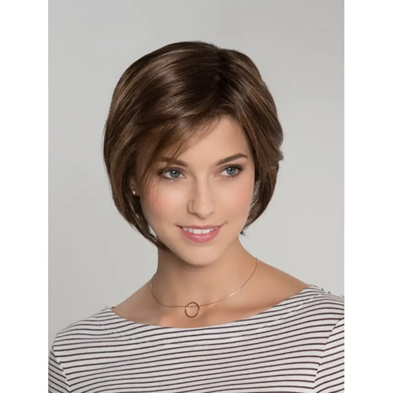 100% Hand-tied Brown Synthetic 10" Chin Length Bob Wigs