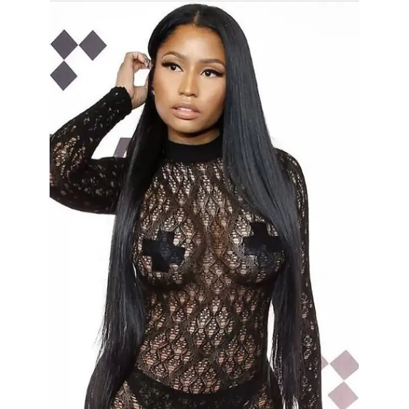 28" Yaki Black Without Bangs Nicki Minaj Wigs