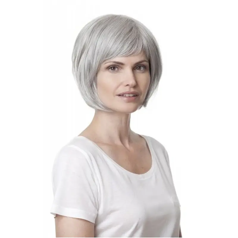 Fashionable Straight Chin Length Synthetic Grey Wigs
