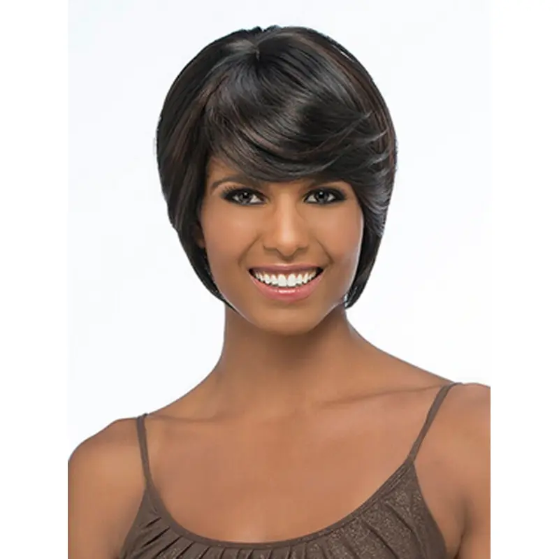 Graceful Black Straight Chin Length African American Wigs