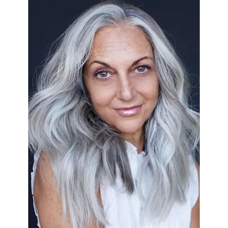 Long Grey Wig Wavy Lace Front Long Synthetic Fall Gray Wigs