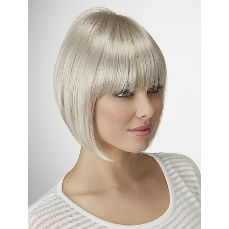 Perfect Chin Length Straight Grey Bobs Beautiful Wigs