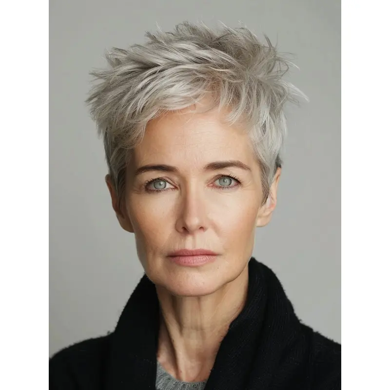 Short Grey Human Hair Wigs Straight Boycuts Lace Front 4" Wigs