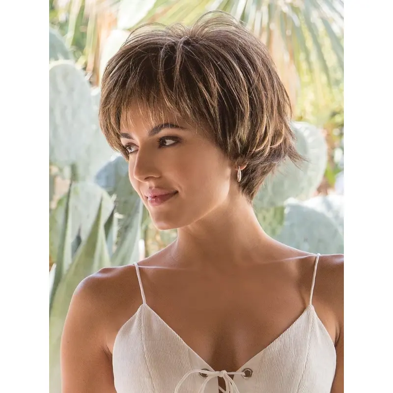 Straight 4" Brown Capless Best Synthetic Short Wigs