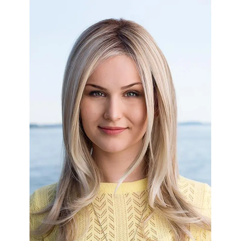 Straight Monofilament Platinum Blonde Without Bangs Synthetic Flexibility Long Wigs