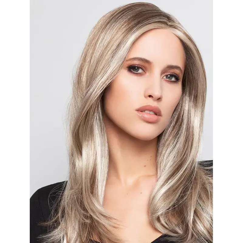 Straight Ombre/2 tone With Highlights Monofilament Synthetic 16" Sleek Long Wigs