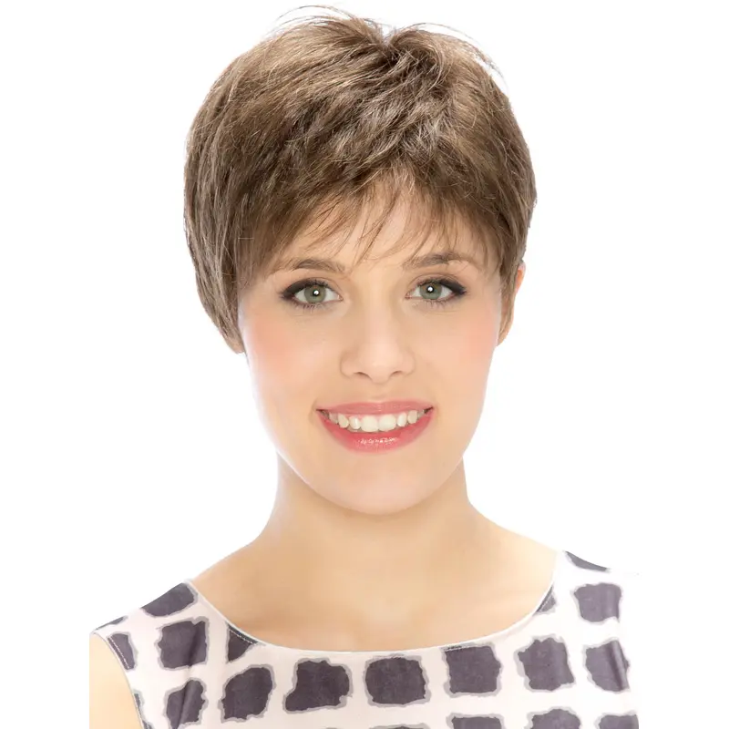 Brown Straight Monofilament Sassy Boycuts Synthetic Wigs