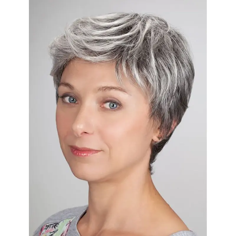 Cropped Monofilament Synthetic Straight Ladies Wigs