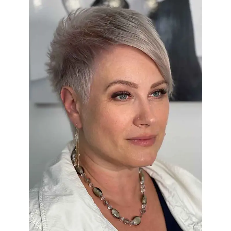 Grey Lace Front Wig Human Hair Boycuts 4" Cropped Wigs