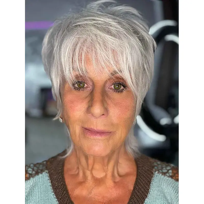 Short Wigs Natural Synthetic Wigs Pretty Short Grey Wigs For Women