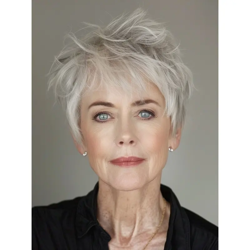 Silver Grey Wig Short Boycuts Lace Front Synthetic 6" Straight Wigs