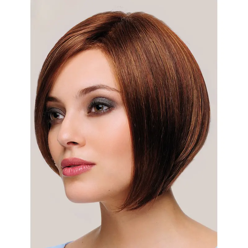 Soft 10" Chin Length Straight Brown Bob Wigs
