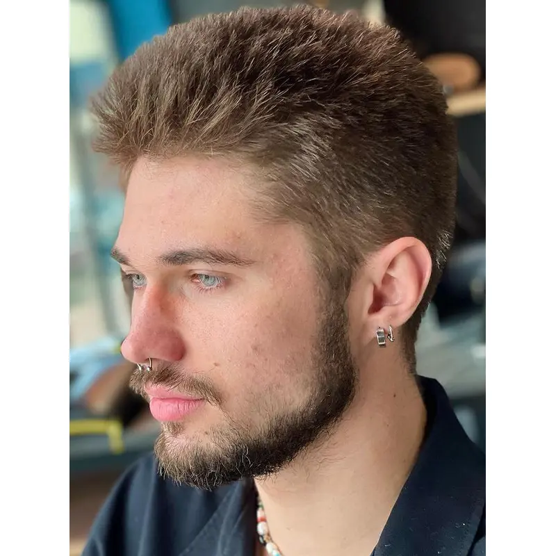 Mens Lace Front Wig Remy Human Hair Ombre/2 Tone Boycuts Wigs