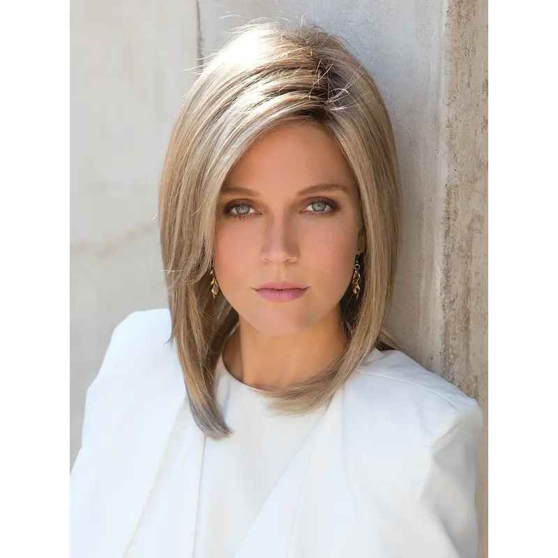 Platinum Blonde Shoulder Length Wavy Synthetic Capless Womens Wigs