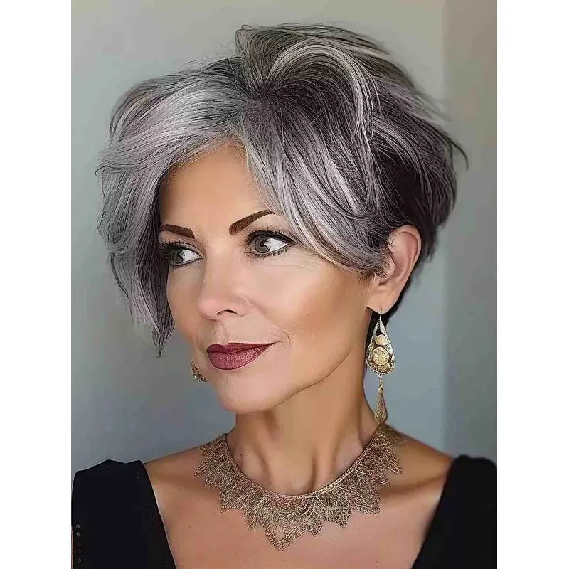 Short Grey Wig 6" Lace Front Wigs