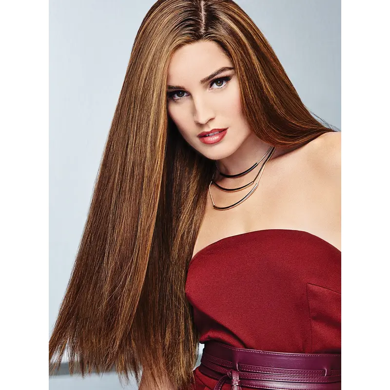Straight 100% Hand-Tied Brown Without Bangs Hand Made Human Hair Wig