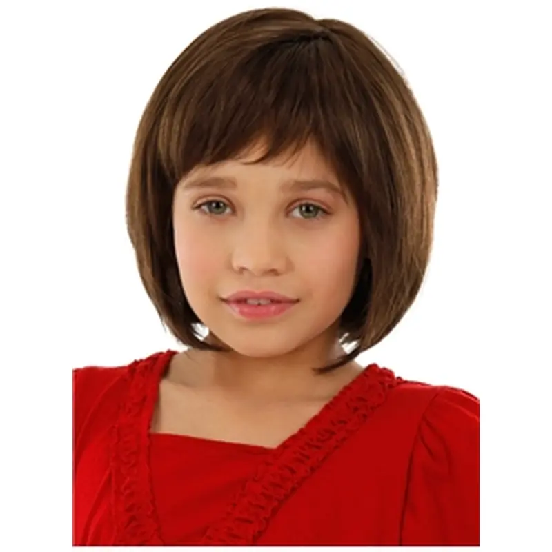 Faddish Auburn Straight Chin Length Kids Wigs