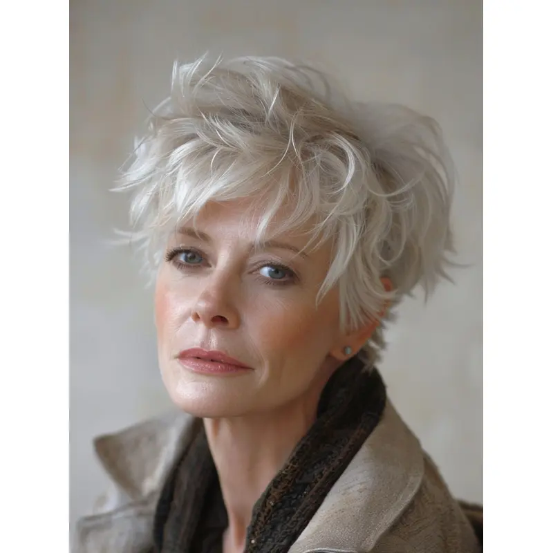 Grey Lace Front Wig Remy Human Hair Boycuts 6" Straight Short Wigs