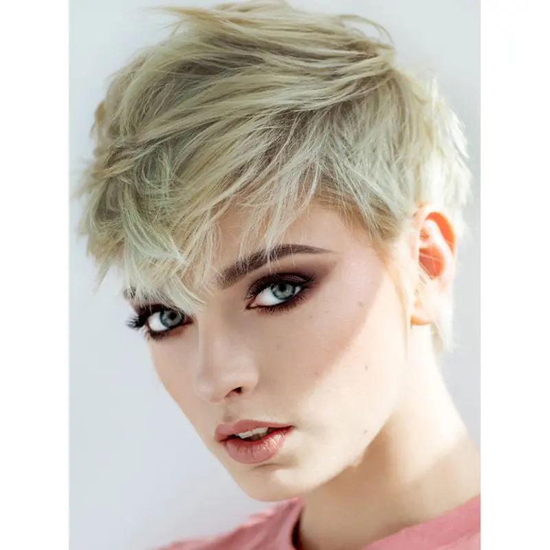 Short Human Hair Wigs With Bangs 4" Straight Lace Front Wigs