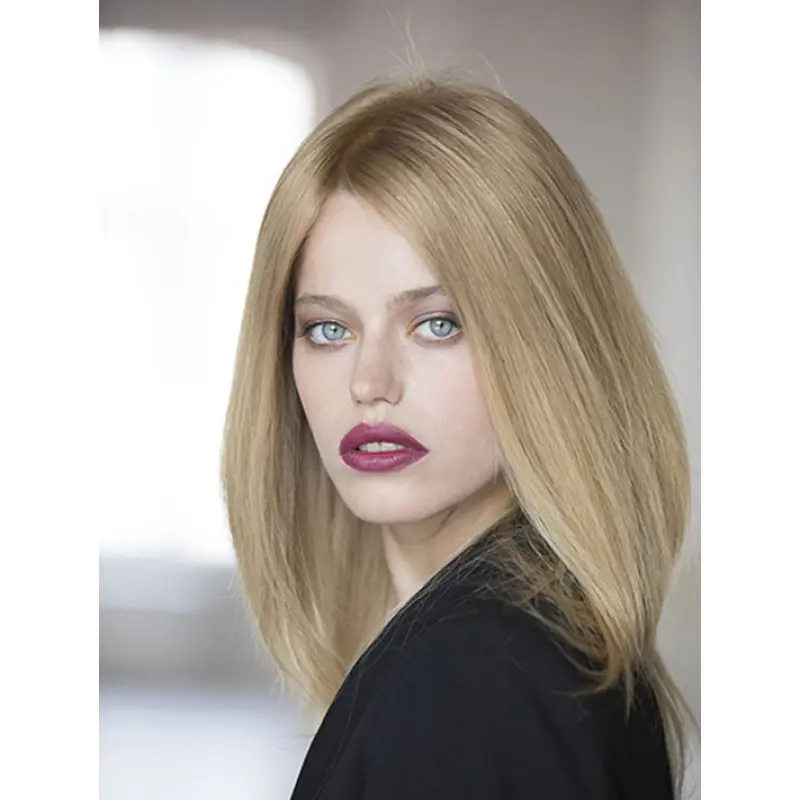 100% Hand-tied 14" Straight Shoulder Length Human Hair Wigs Full Wig