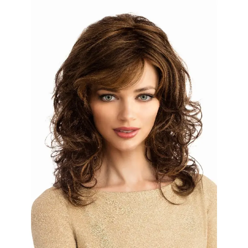 14" Long Wavy Brown Fabulous Synthetic Lace Wigs