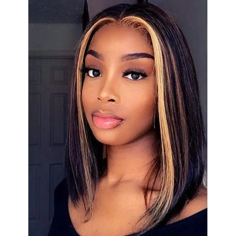Bob Style Wigs For African American Lace Front 14" Ombre/2 Tone Wigs