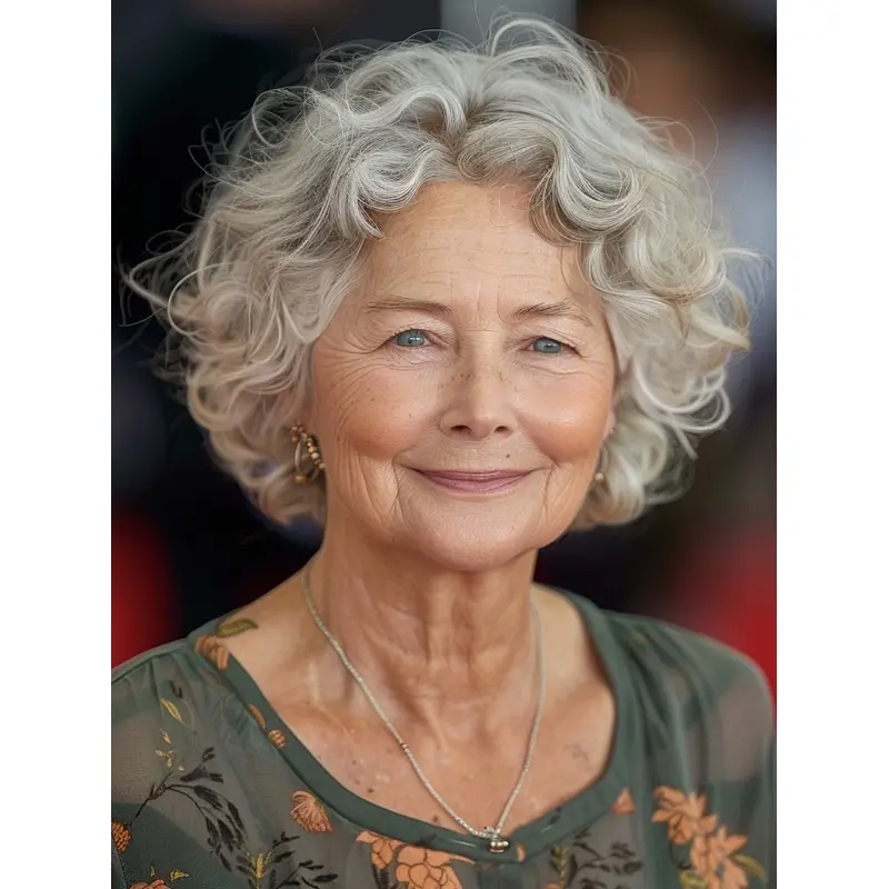 Grey Hair Short Cuts Bobs Curly Monofilament Wigs