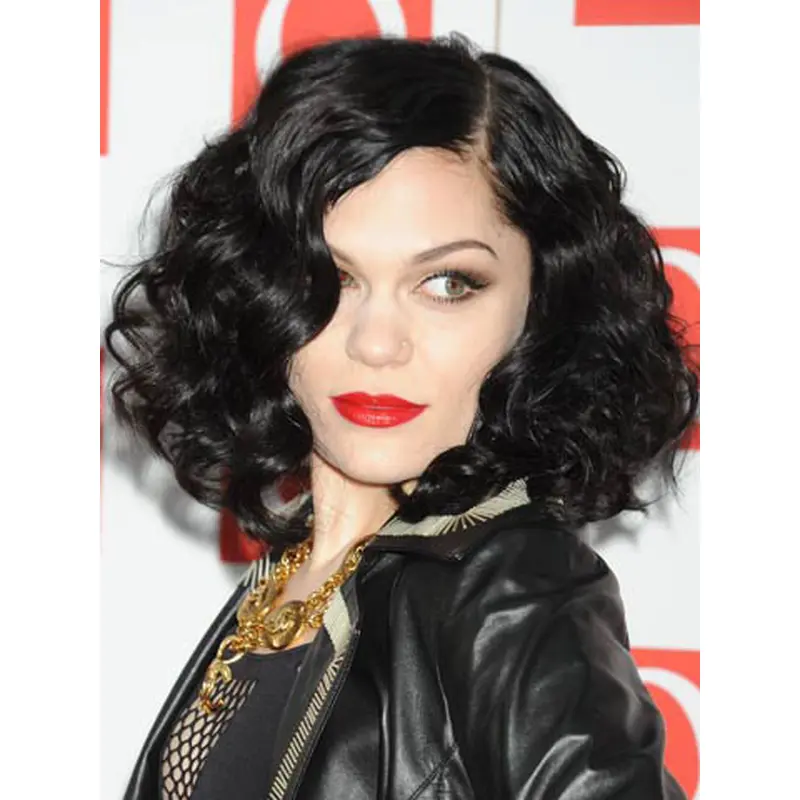 Natural Black Curly Chin Length Jessie J Wigs