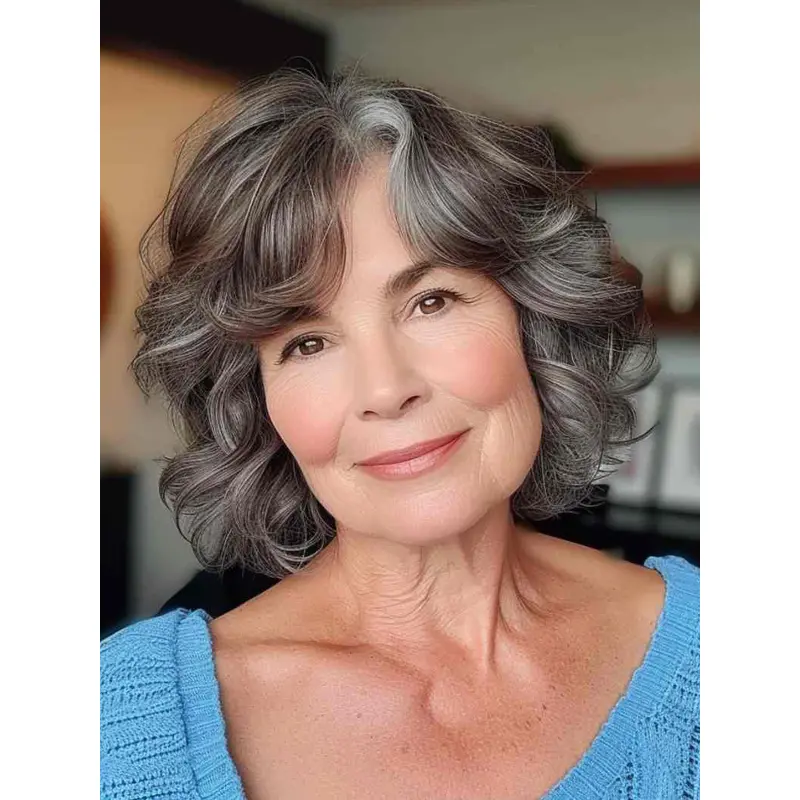 Short Wavy Human Hair Wigs 10" Lace Front Layered Wigs