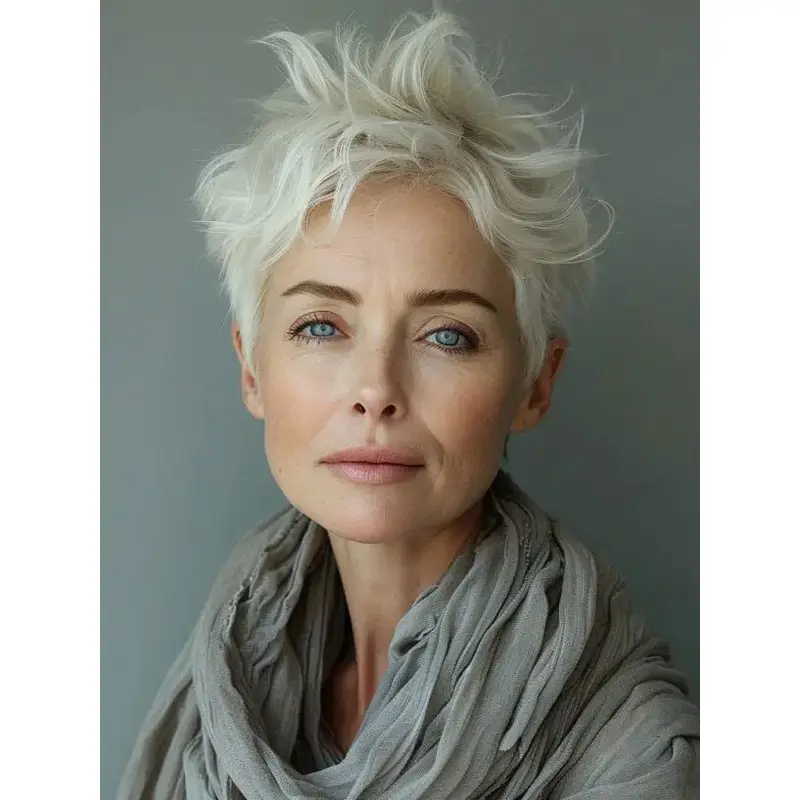 White And Grey Wig 4" Cropped Remy Human Hair Monofilament Wigs