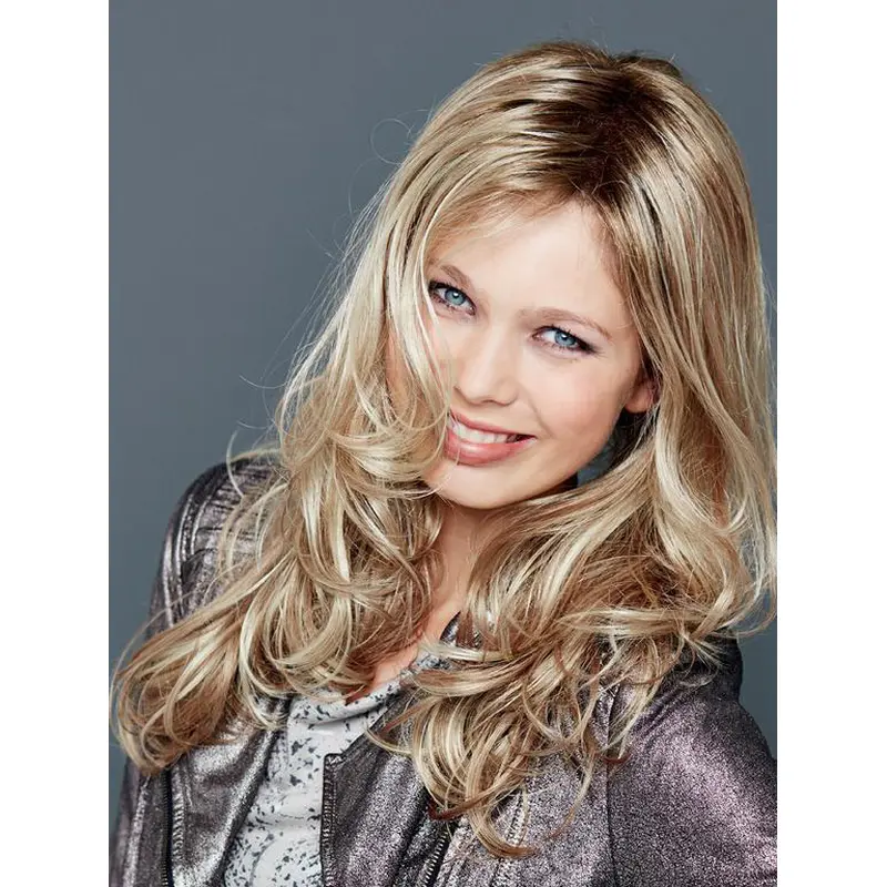Without Bangs Lace Front 18" Wavy Blonde Long Wigs