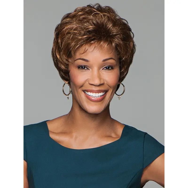 6" Cropped Curly Brown Natural Synthetic Wig