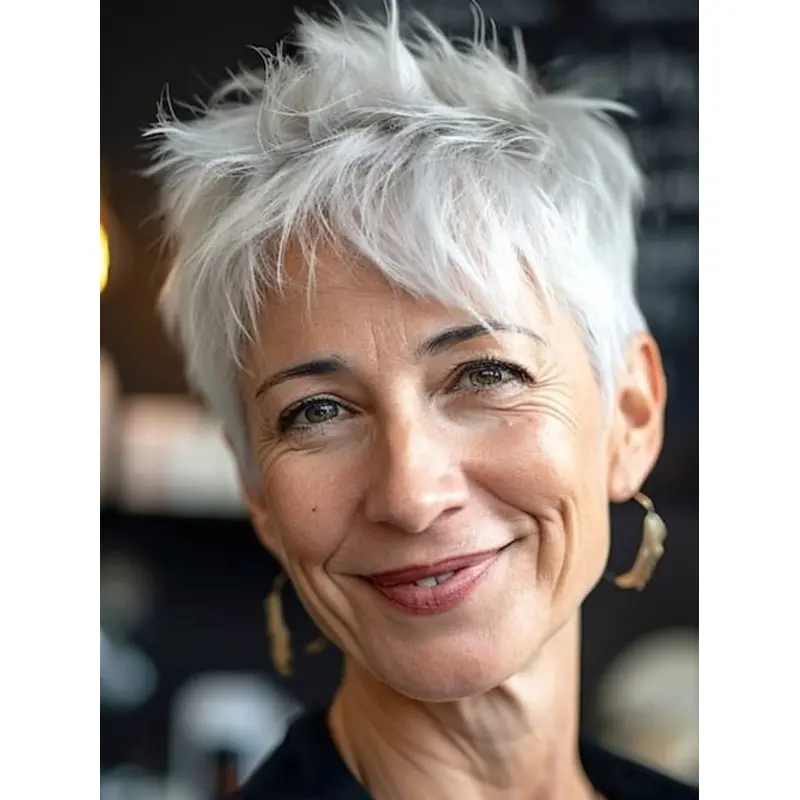 Grey Hair Wigs Short 4" Monofilament Synthetic Wigs