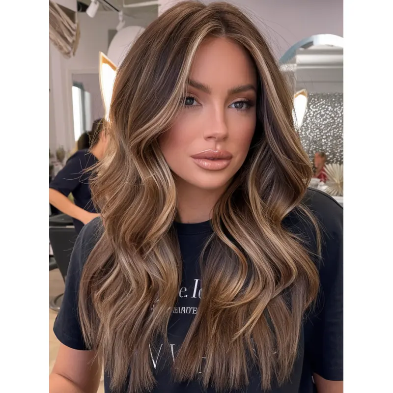 Natural Long Hair Wigs Layered 20" Lace Front Wigs