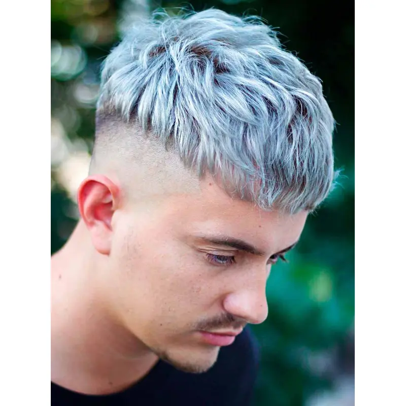 White Mens Wigs Sythetic Straight 4" Monofilament Wigs