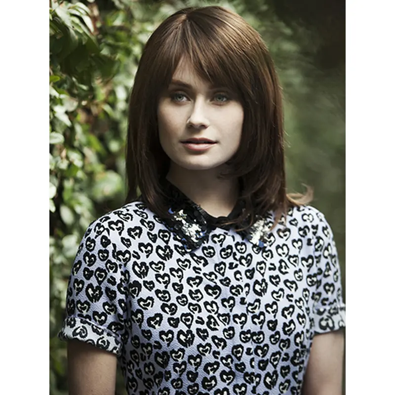 14" Straight Brown Bobs Medium Wigs