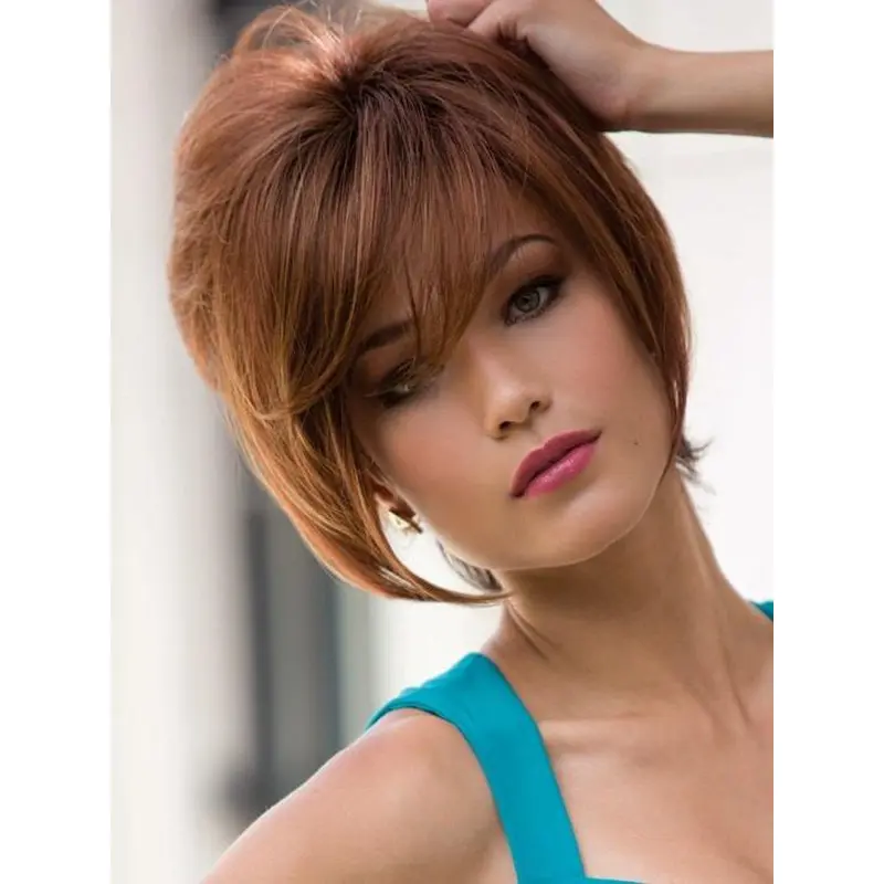 Capless 9" Women'S Short Straight Synthetic Hair Wigs