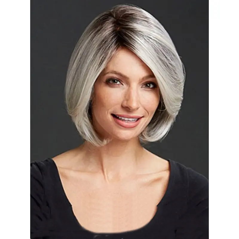 Grey Lady Without Bangs Bobs Human Wigs