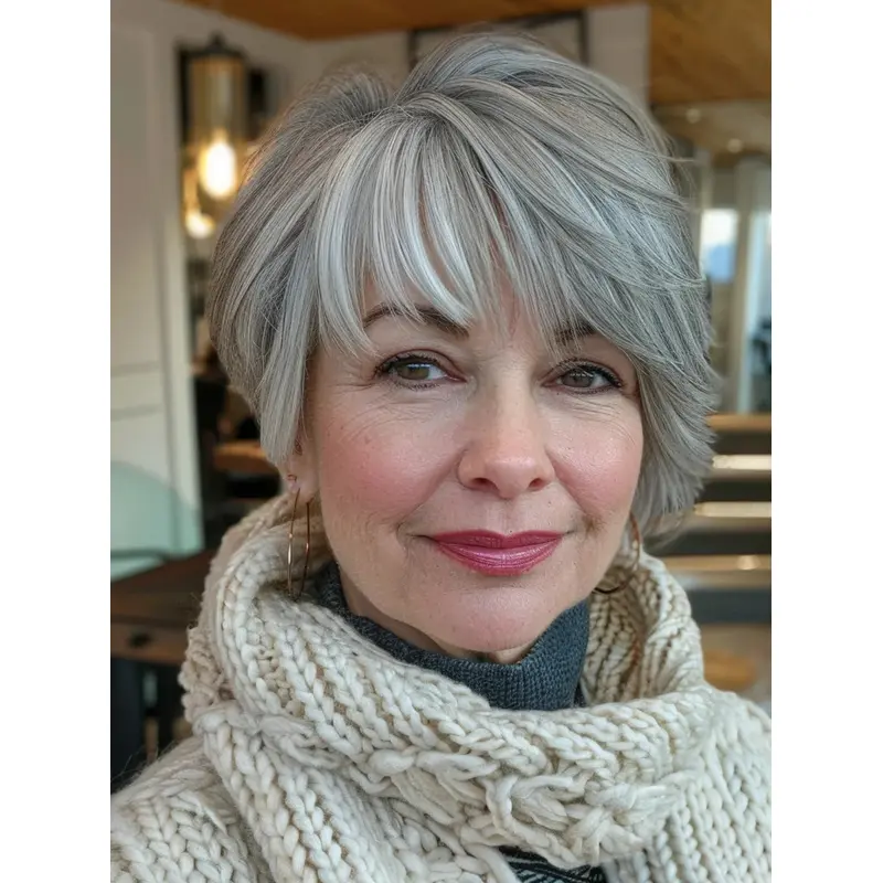 Grey Pixie Wig Remy Human Hair Short Boycuts Straight 8" Lace Front Wigs