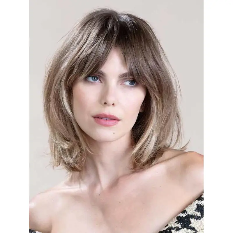 Lace Wig Medium Length Ombre/2 Tone Bobs Synthetic 12" Straight Wigs