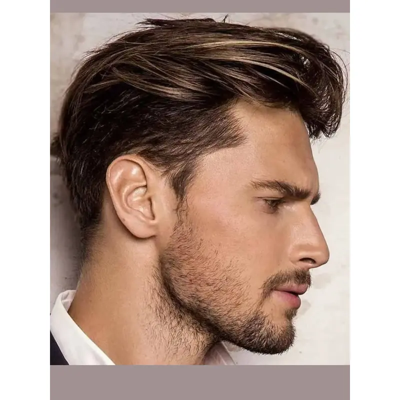 Mens Lace Wig Synthetic Ombre/2 Tone Cropped 4" Wigs