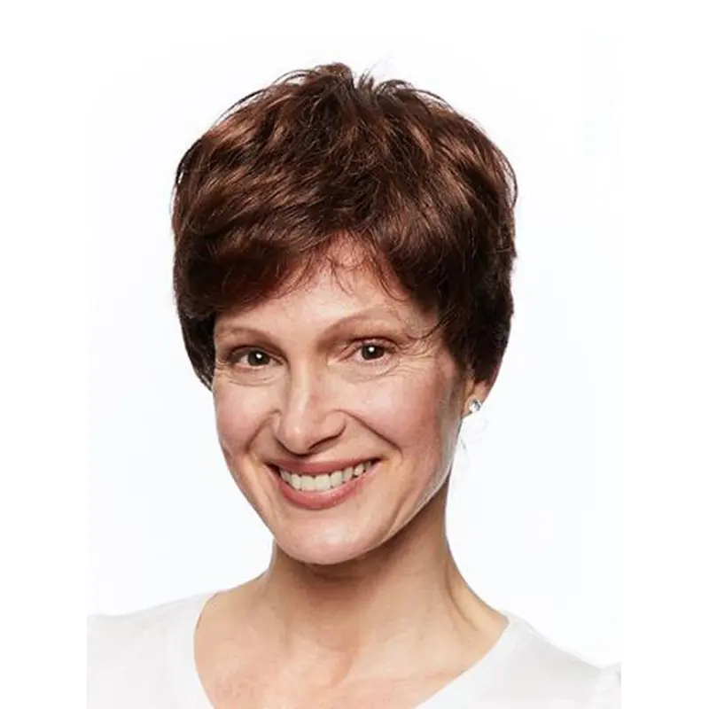 Short Monofilament Wavy Auburn Wigs