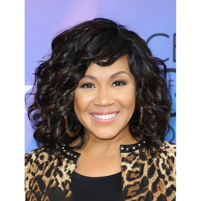 Without Bangs Curly Shoulder Length Black Full Lace Erica Campbell Wigs